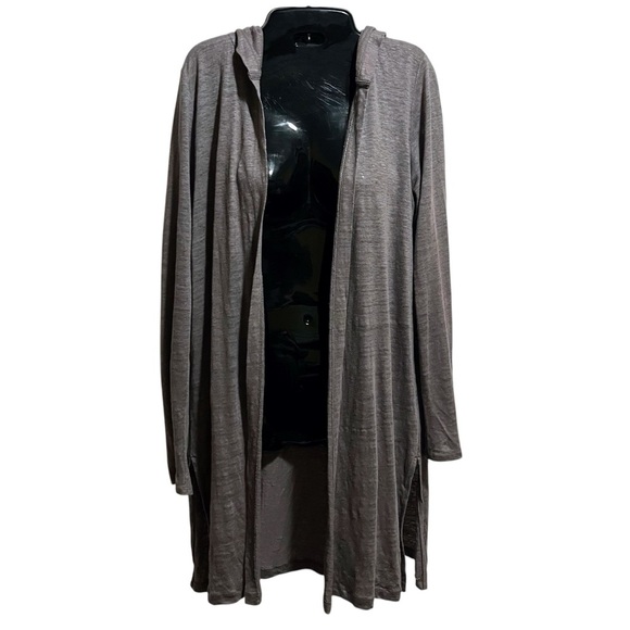Cynthia Rowley Linen Hooded Duster Cardigan Small Lagenlook Cottagecore READ - Picture 1 of 7